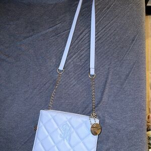 Elegant Light Blue Quilted Crossbody Bag